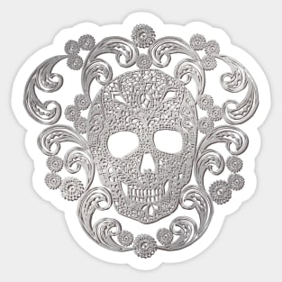 Silver Lace Skulls Sticker